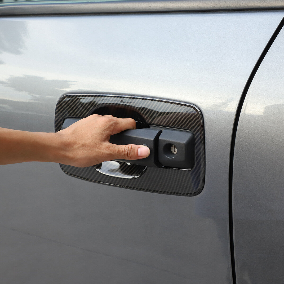 4x Carbon ABS Exterior Door Handle Bowl Trim Cover For Nissan Titan 4 door 16-23 5