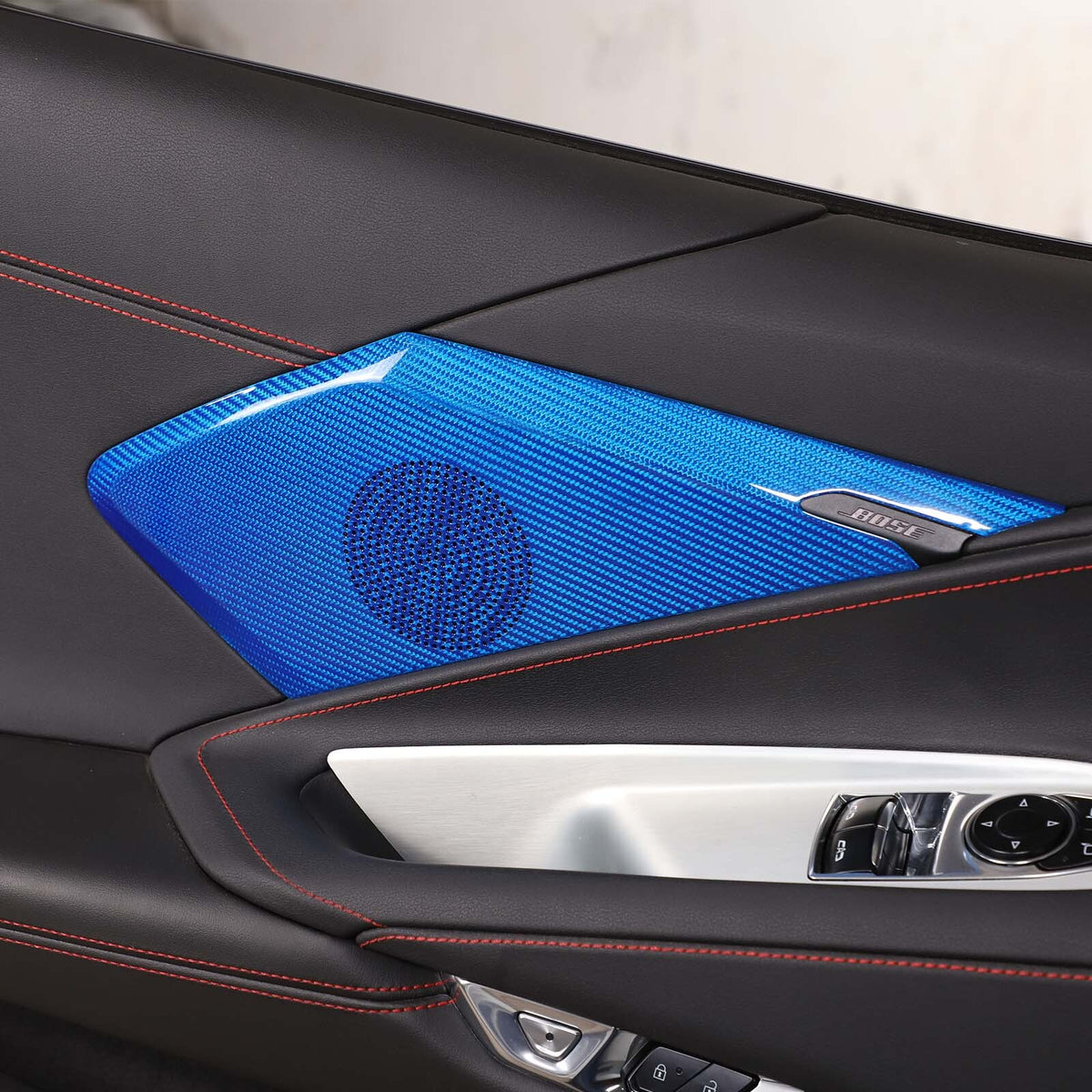 Blue Door Sound Speaker Cover REAL HARD Carbon Fiber For Corvette C8 1LT 20-2026 1