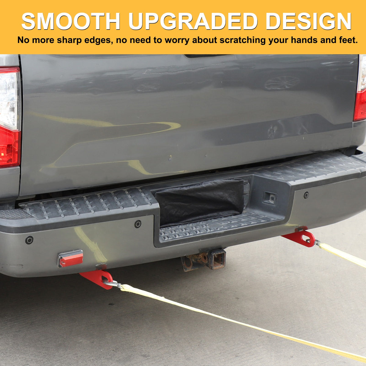 Red Steel Rear Bumper Left & Right Tow Hook Rescue For Nissan Titan 2016-23 4