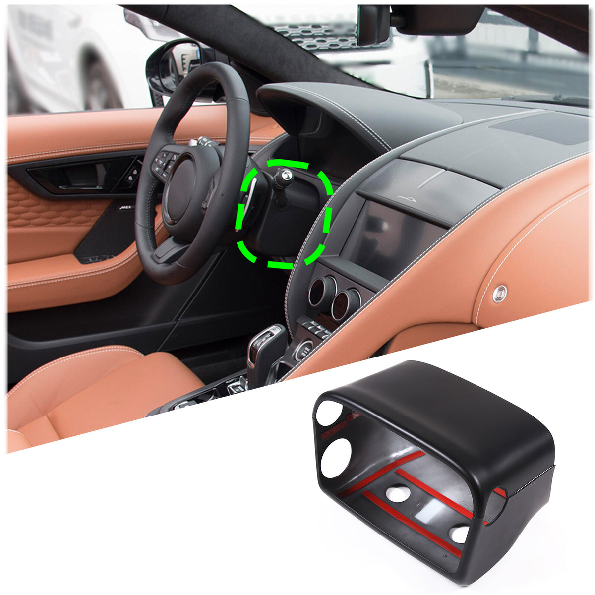 Matte Black ABS Steering Wheel Base Trim Cover For Jaguar F-TYPE 2013-2024 2