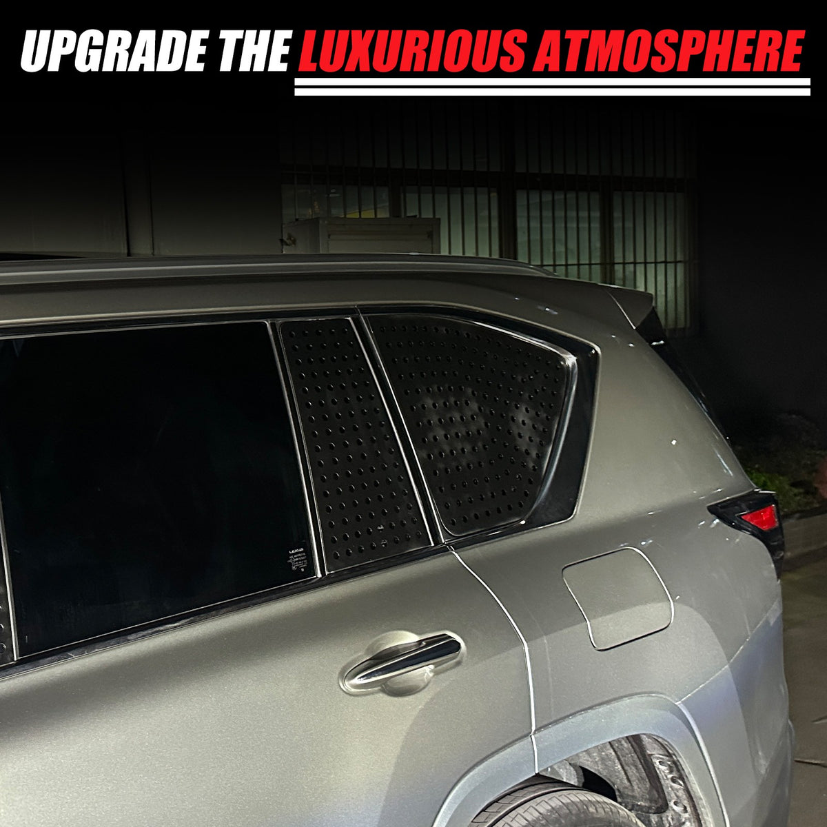 Black Aluminum Rear Triangular Window Honeycomb Panel Trim For Lexus LX J300 22+ 6