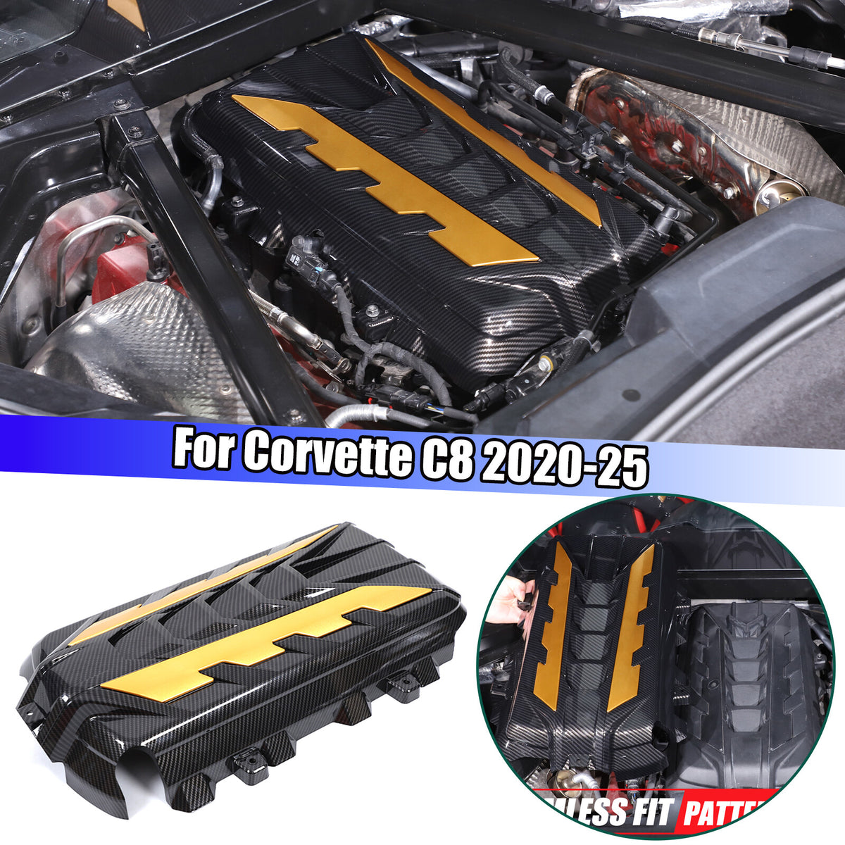 Replace Engine Hood Panel Trim Cover Cap For Corvette C8 Coupe 2020-26 - Variants 16-20 18
