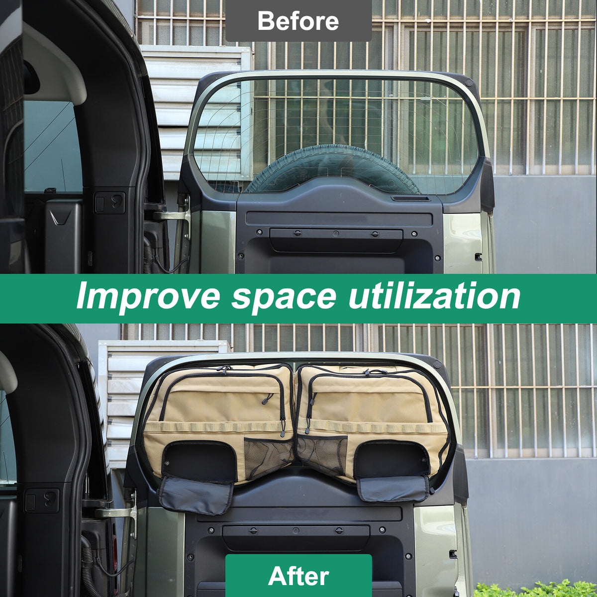 Tailgate Rear Door Cargo Trunk Storage Bag Organizer For LR Defender 2020-24 6