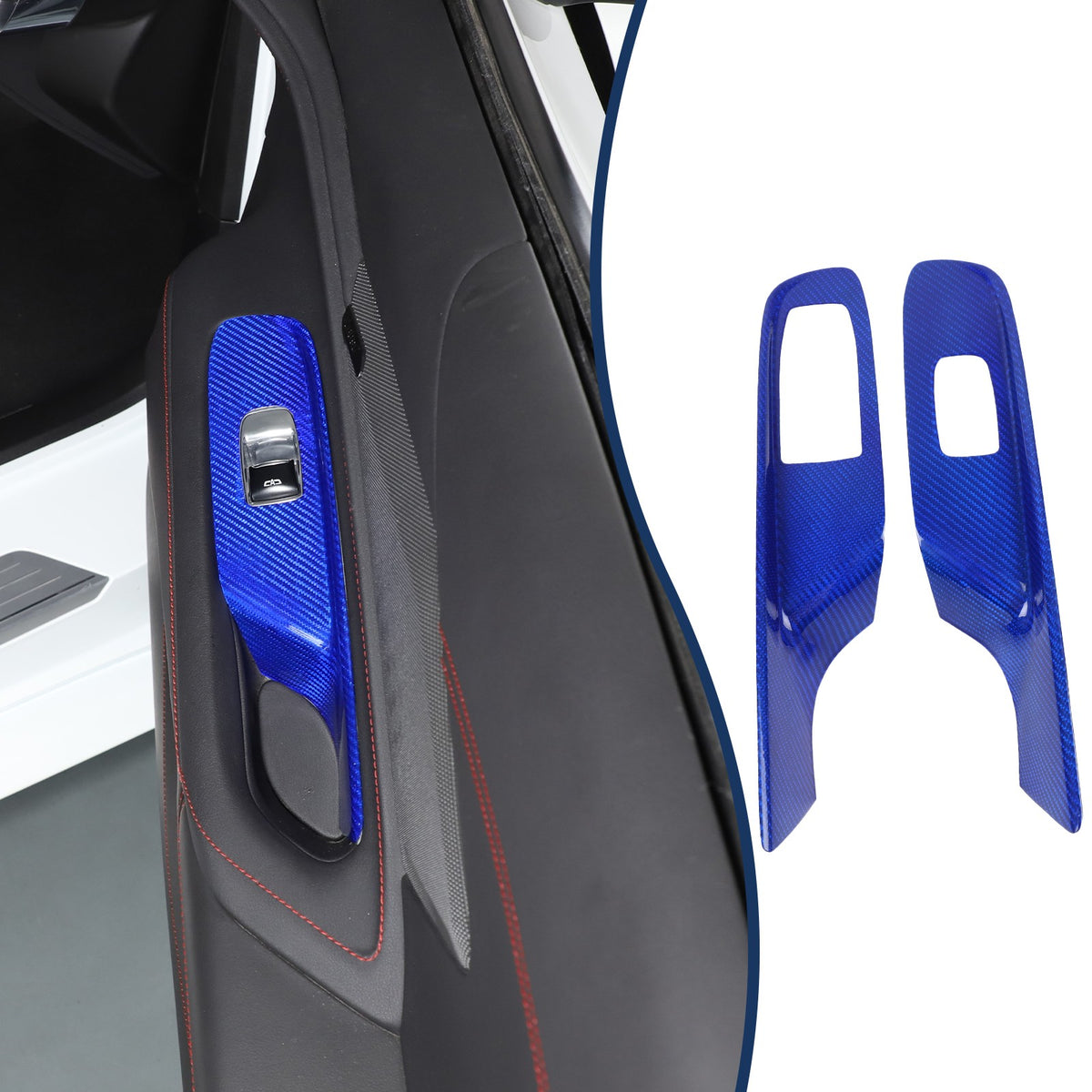 Blue Real Carbon Fiber Window Lift Switch Trim For Corvette C8 Coupe 20+ US 1