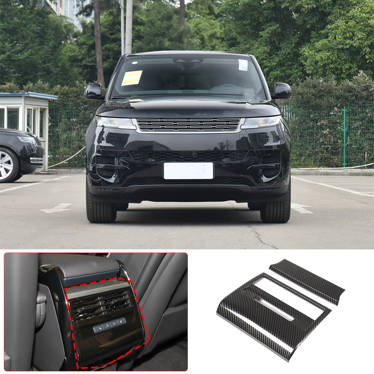 ABS Carbon Interior Rear Air Vent Cover Trim Set For Range Rover Sport 23-24 24