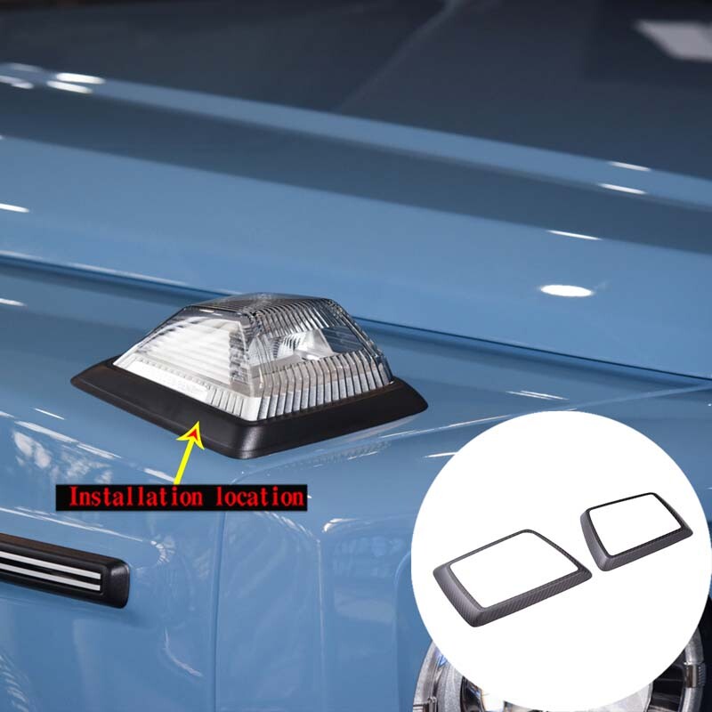 Real Carbon Fiber Car Hood Turn Signal Light Cover Frame For Benz G class 19-26 1