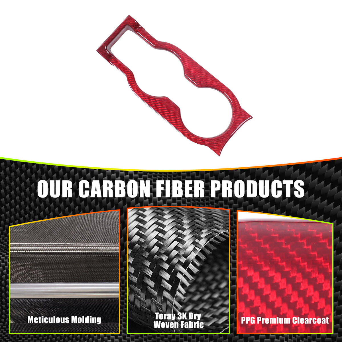 Red Real Carbon Fiber Interior Center Console Cover Trim For Lotus EMIRA 2021-25 14