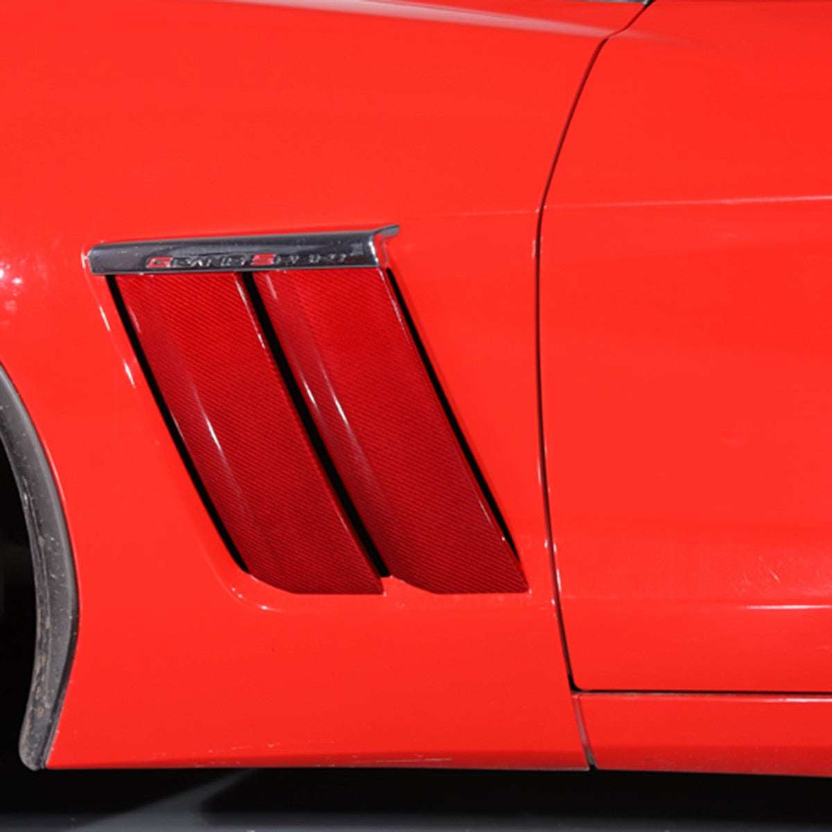 Red Real Carbon Fiber Side Fender Vents Panel Trim Kit For Corvette C6 2005-2013 12