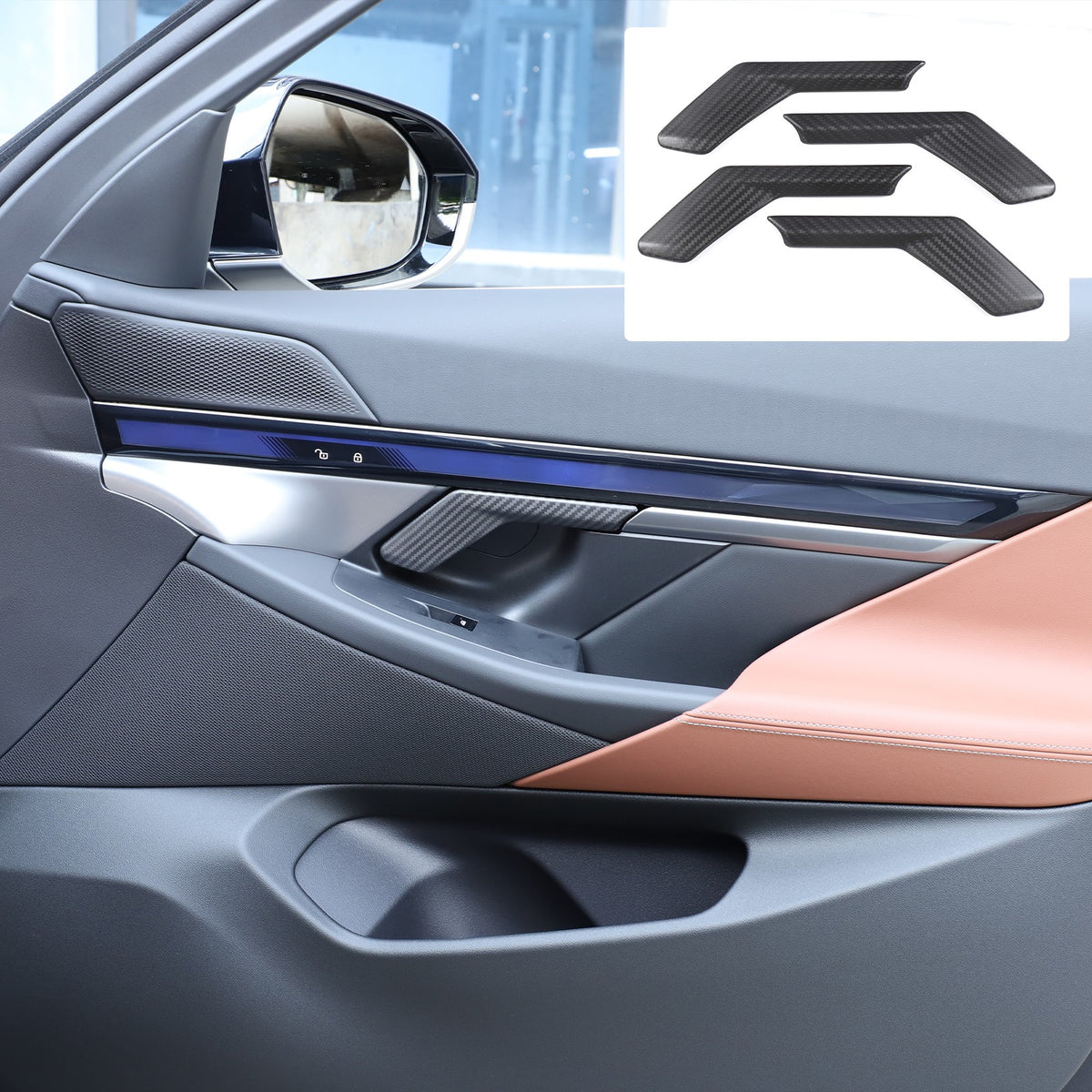 Matte Real Carbon Fiber Inner Door Handle Cover Trim For BMW 5 Series G60 2024+ 23