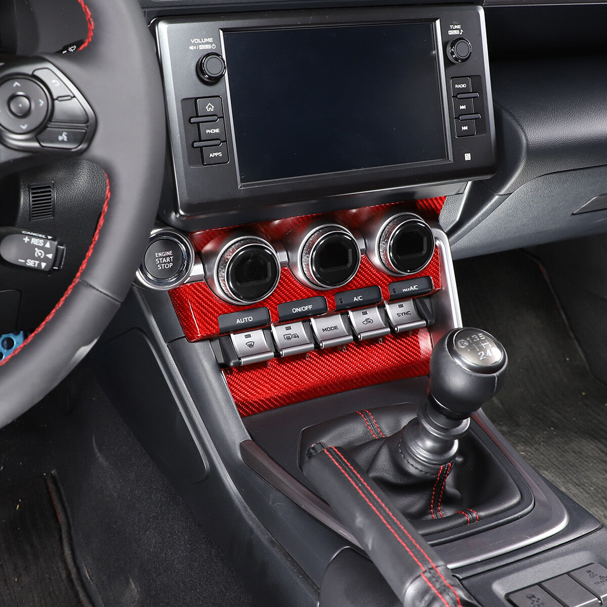 Red Carbon Air Conditioner Switch Panel Trim For Tayota 86/Subaru BRZ 2022 4