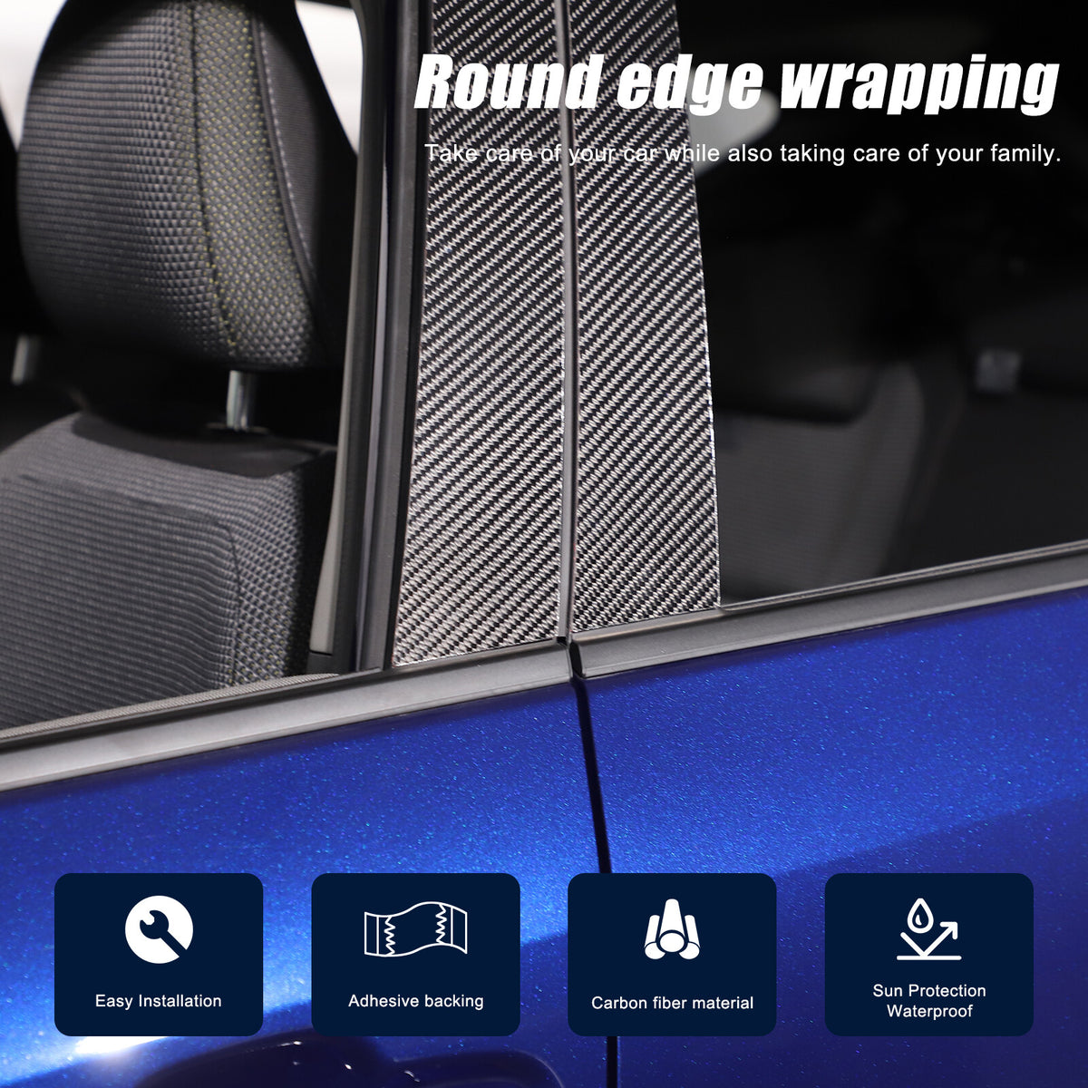 Real Carbon Fiber B-Pillar Panel Decal Trim For Subaru Crosstrek GU 2024+ 15