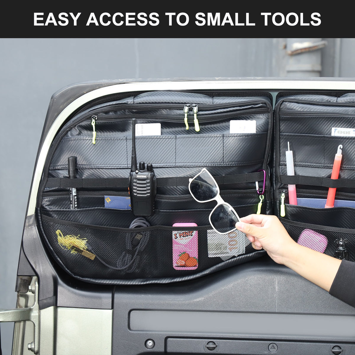 Carbon Pattern Tailgate Window Storage Bag For Land Rover Defender L663 2020+ 18