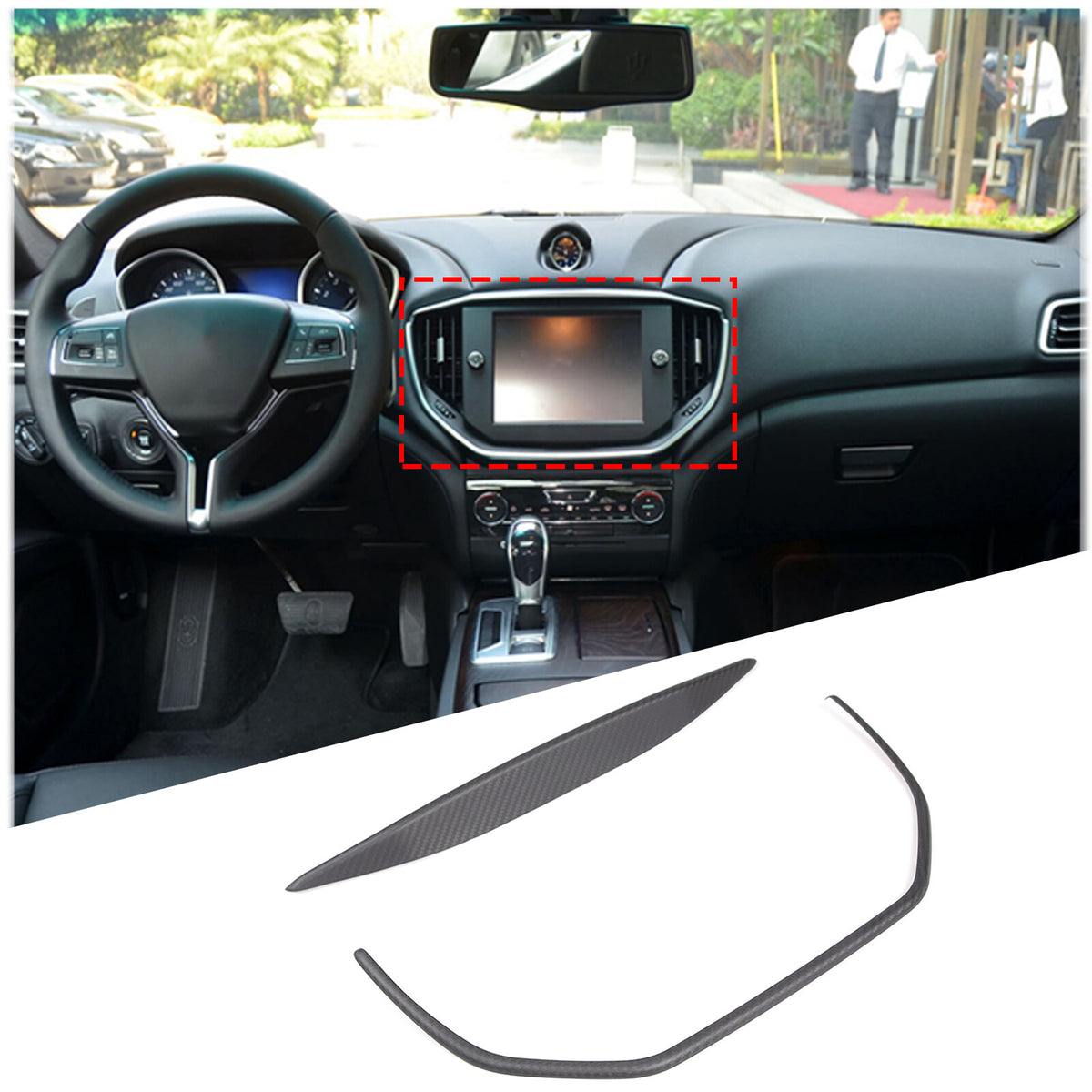 Matt Carbon fiber Center Console air outlet frame Trim For Maserati Ghibli 14-15 4