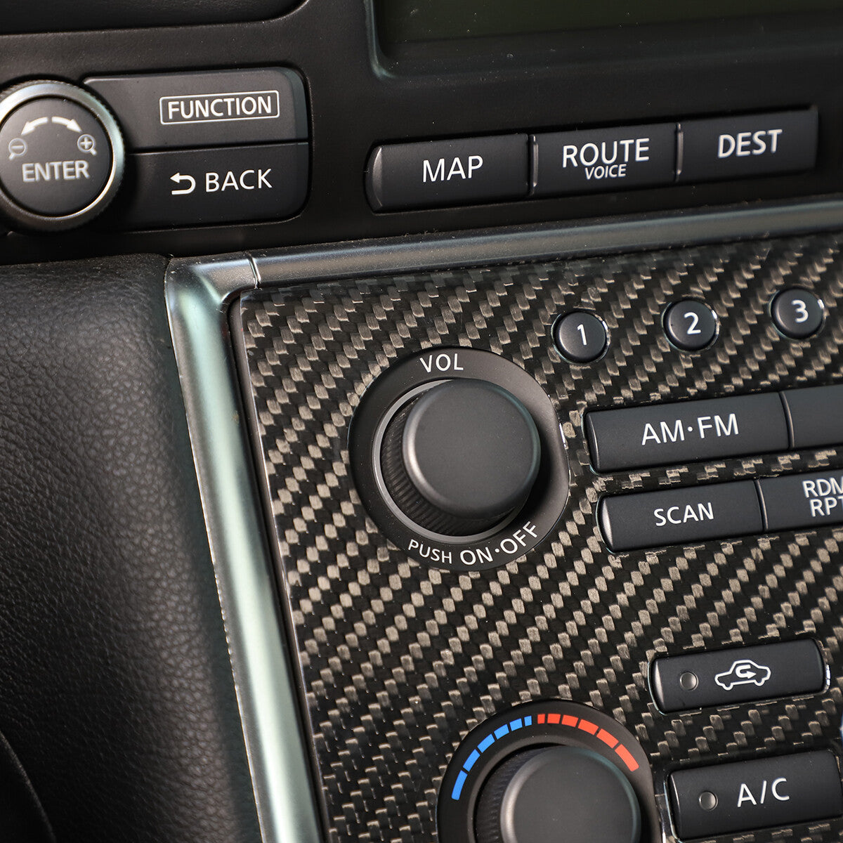 Real Carbon Fiber Central Control Volume Panel Trim for Nissan GTR R35 08-16 5