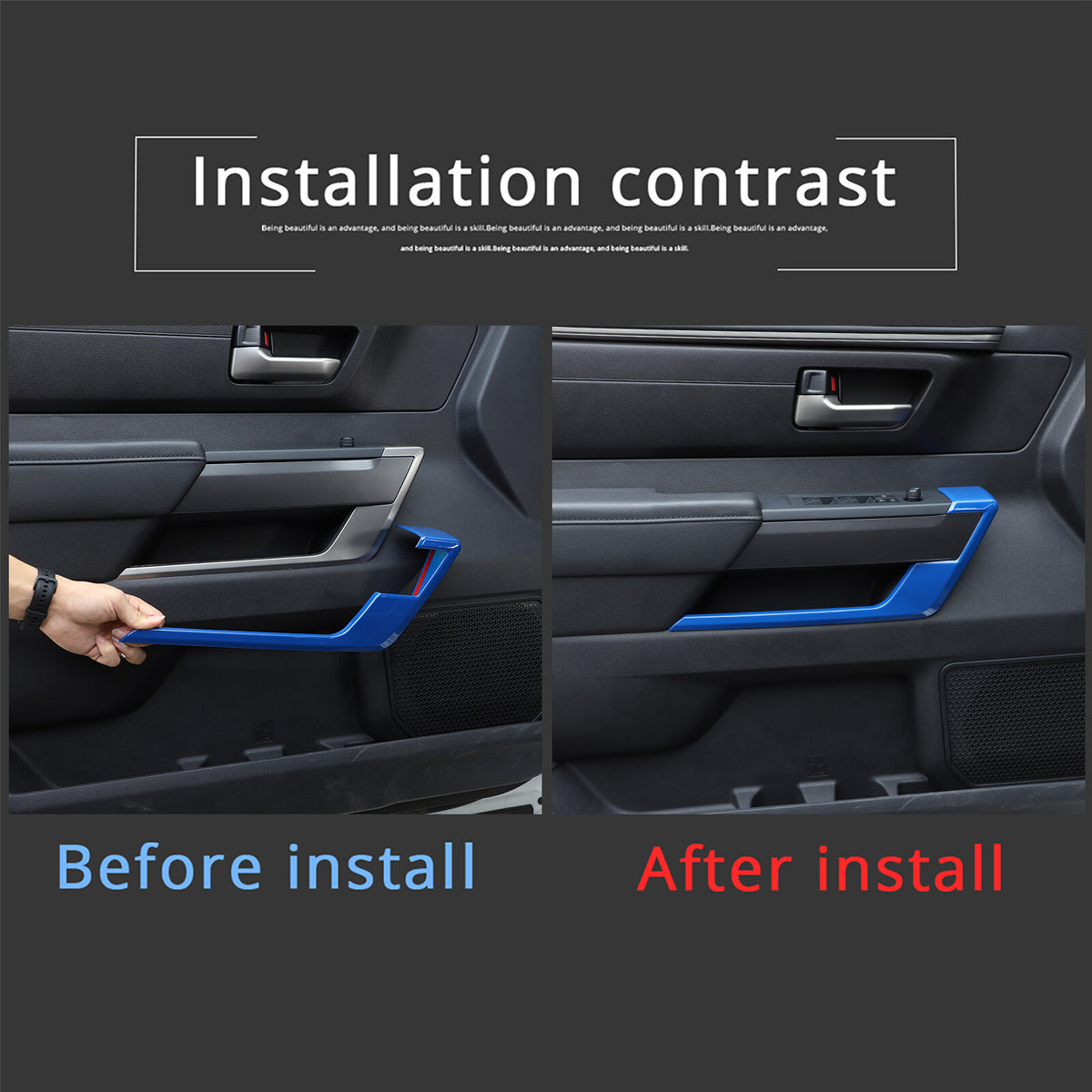 Blue ABS Interior Door Panel Strip Trim Cover For Toyota Tundra/Sequoia 2022-26 14
