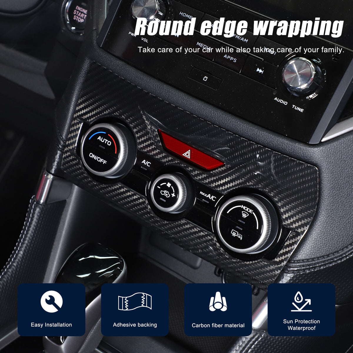 Real Carbon Fiber Air Condition Panel Trim Cover for Subaru Forester 19-24 11