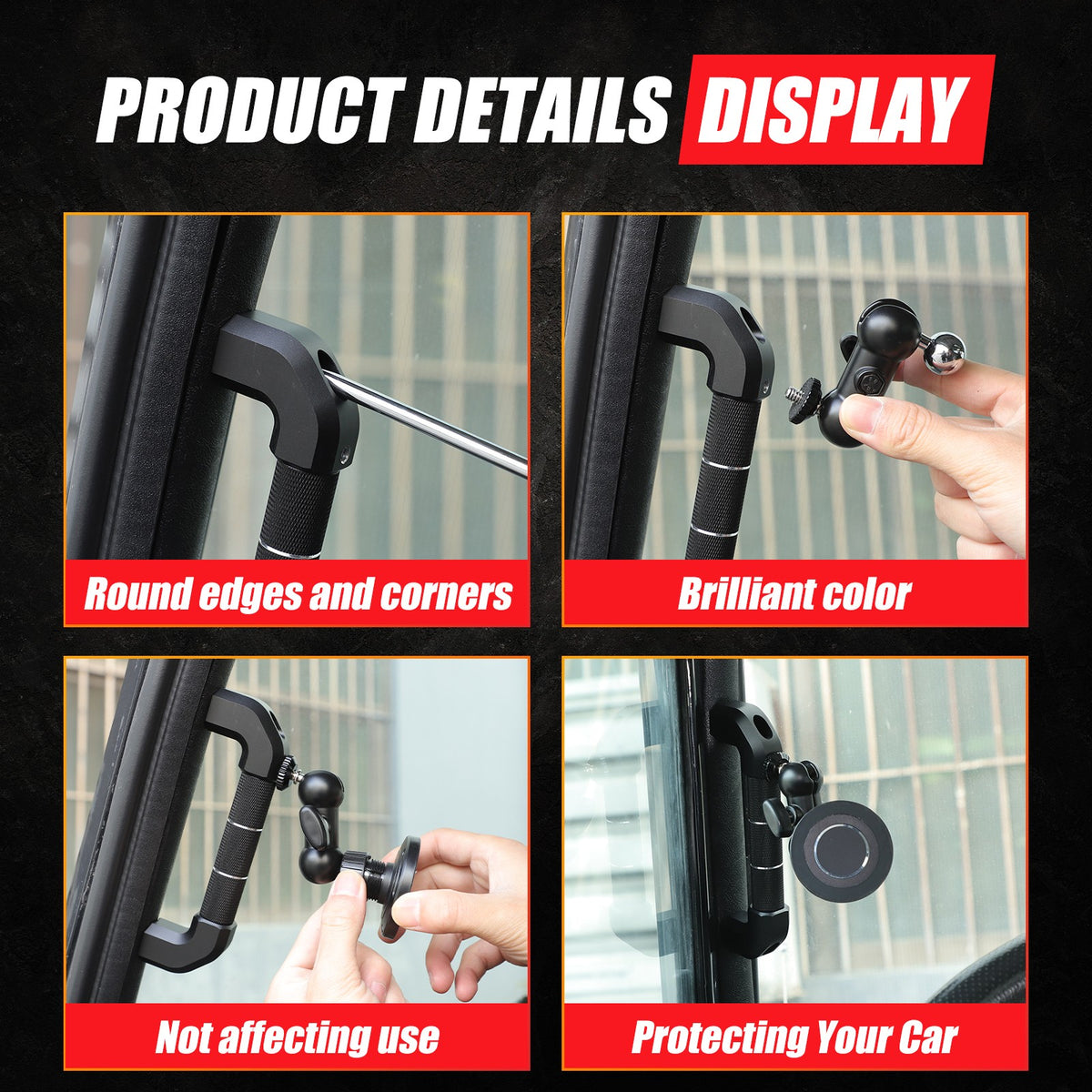 Replace Black A-Pillar Handle W/ Phone Mount For LR Defender L316 2004-2018 6