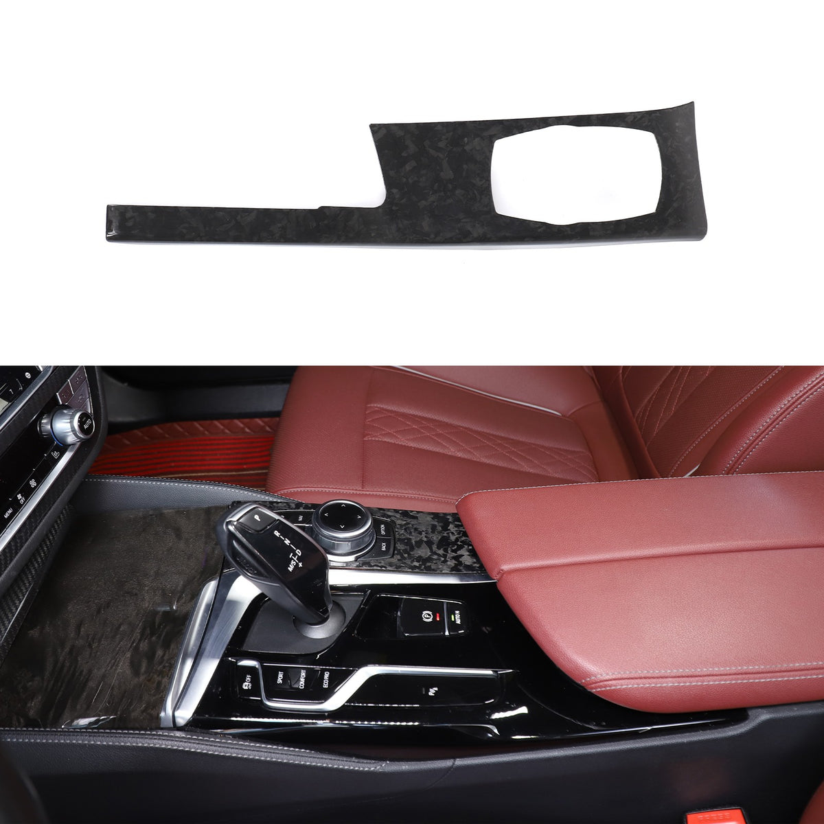 Forged Real Carbon Fiber Center Mode Knob Trim Cover For BMW 5 Series G30 18-22 1