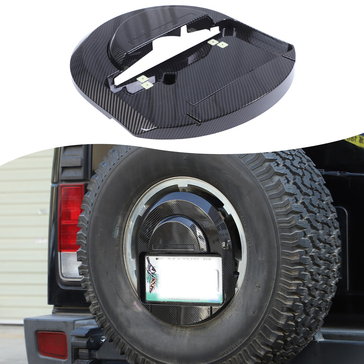 Carbon Spare Tire License Plate Base Cover For Hummer H2 2003-09 OE:25782333 US 15