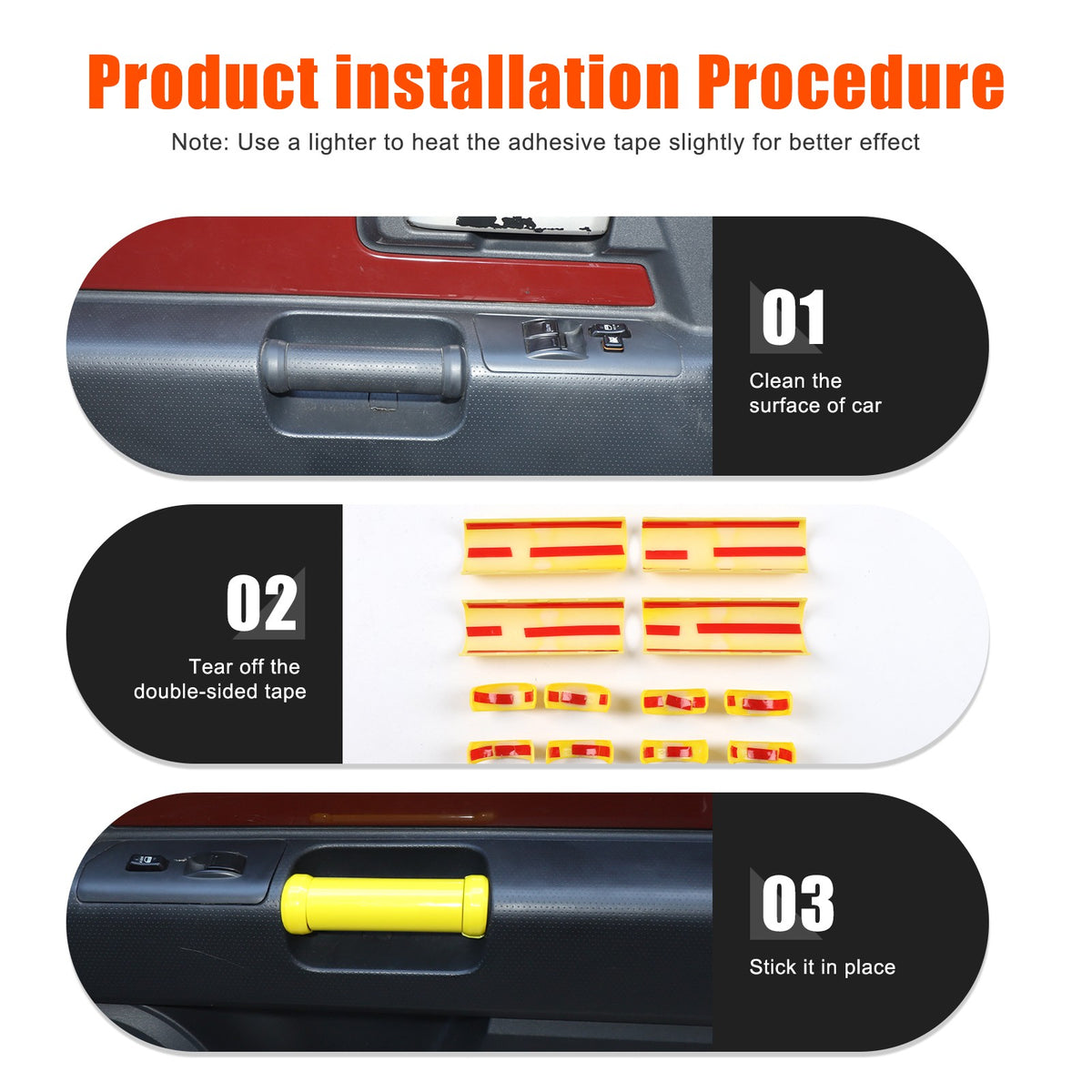 Yellow Interior Door Panel Handle Cover Trim For Toyota FJ Cruiser 2007-2021 US 20