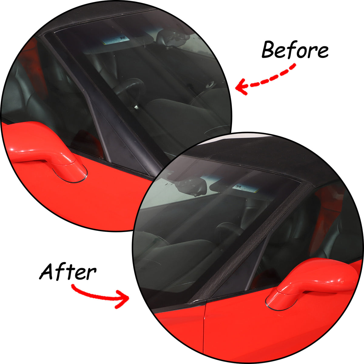 Real Carbon Fiber Window Windshield Triangle A-Pillar Trim Kit For Corvette C6 16