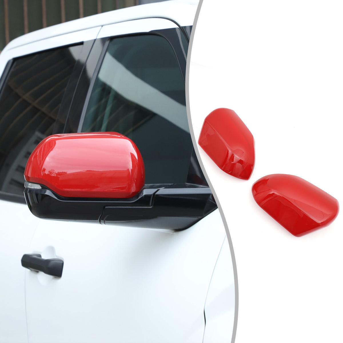 Red ABS Side Mirror Cover Trim with Turn Signal For Toyota Tundra/Sequoia 22+ US 19