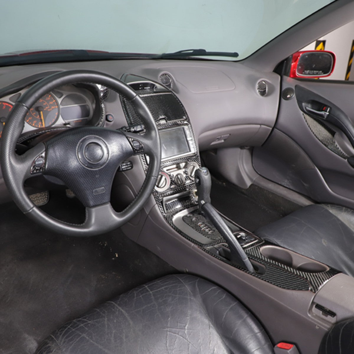 Soft Carbon Fiber Full Center Console Kit Cover Trim For Toyota Celica 2000-2005 5