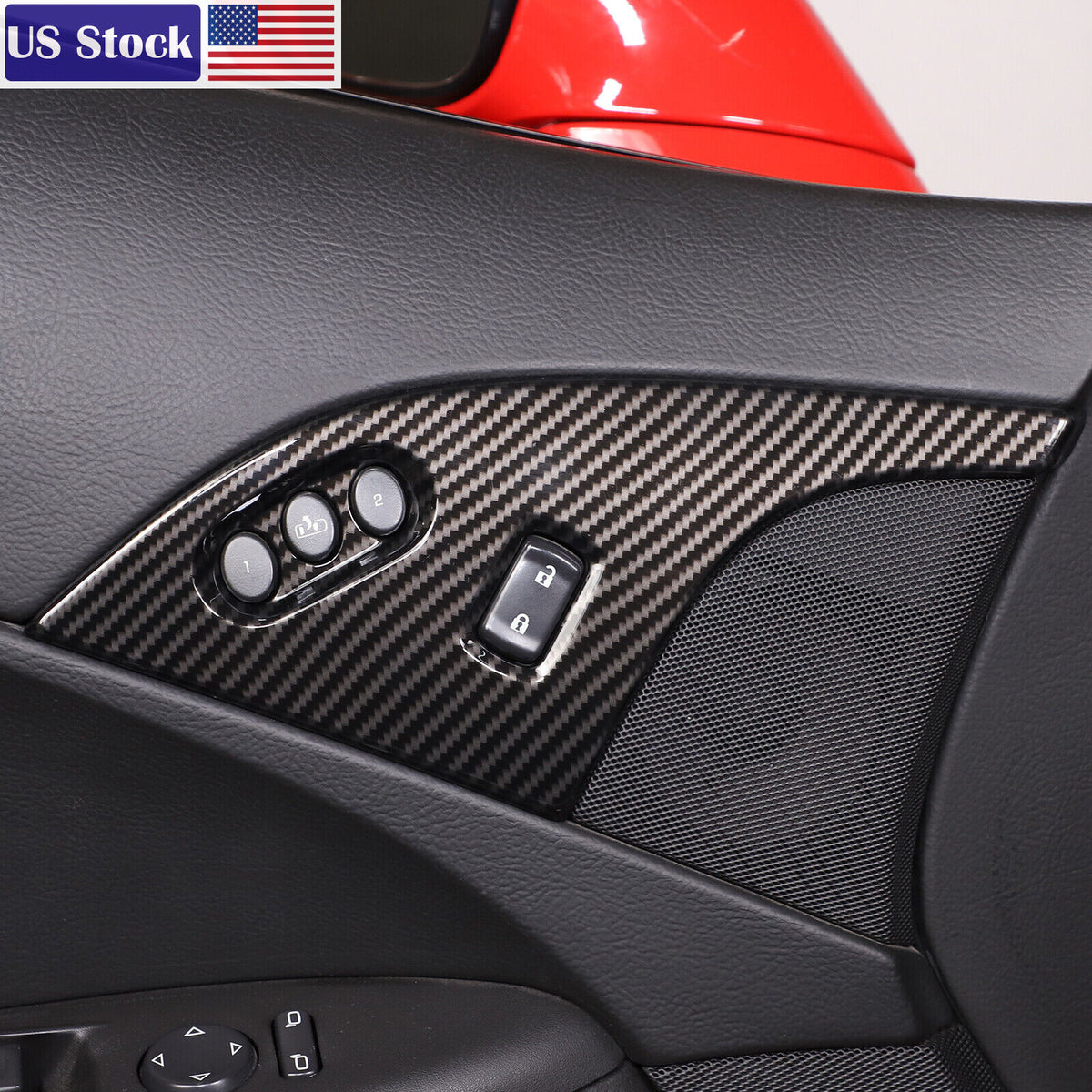 Carbon Fiber ABS Door Window Lift Button Trim Frame Set For Corvette C6 05-13 US 20