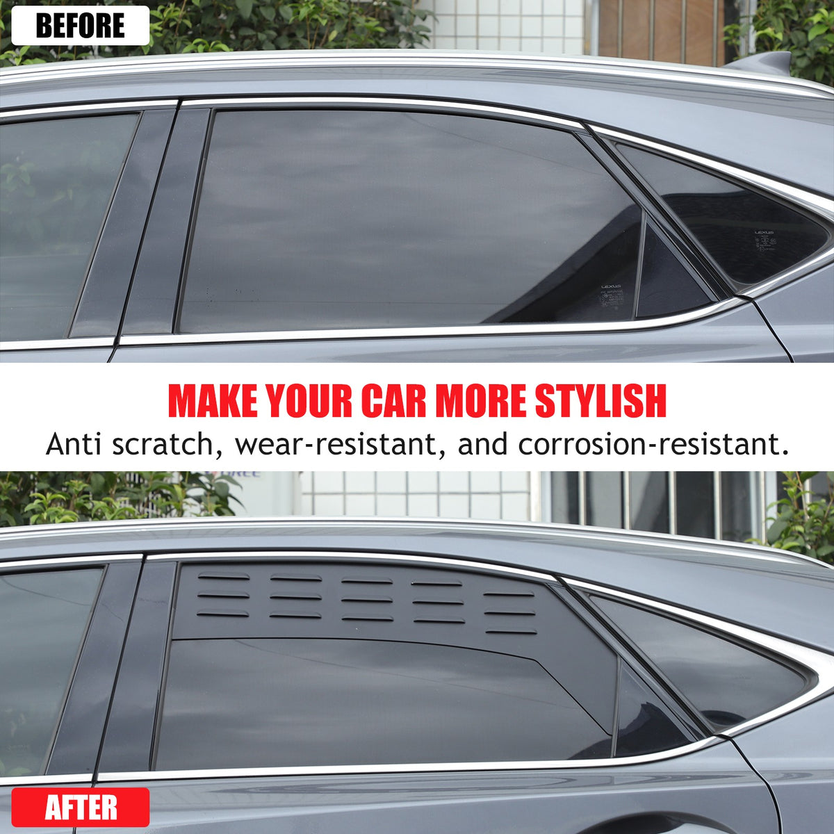 Aluminum Rear Door Window Louver Air Vent Panel Trim Cover For Lexus NX 2015+ 22