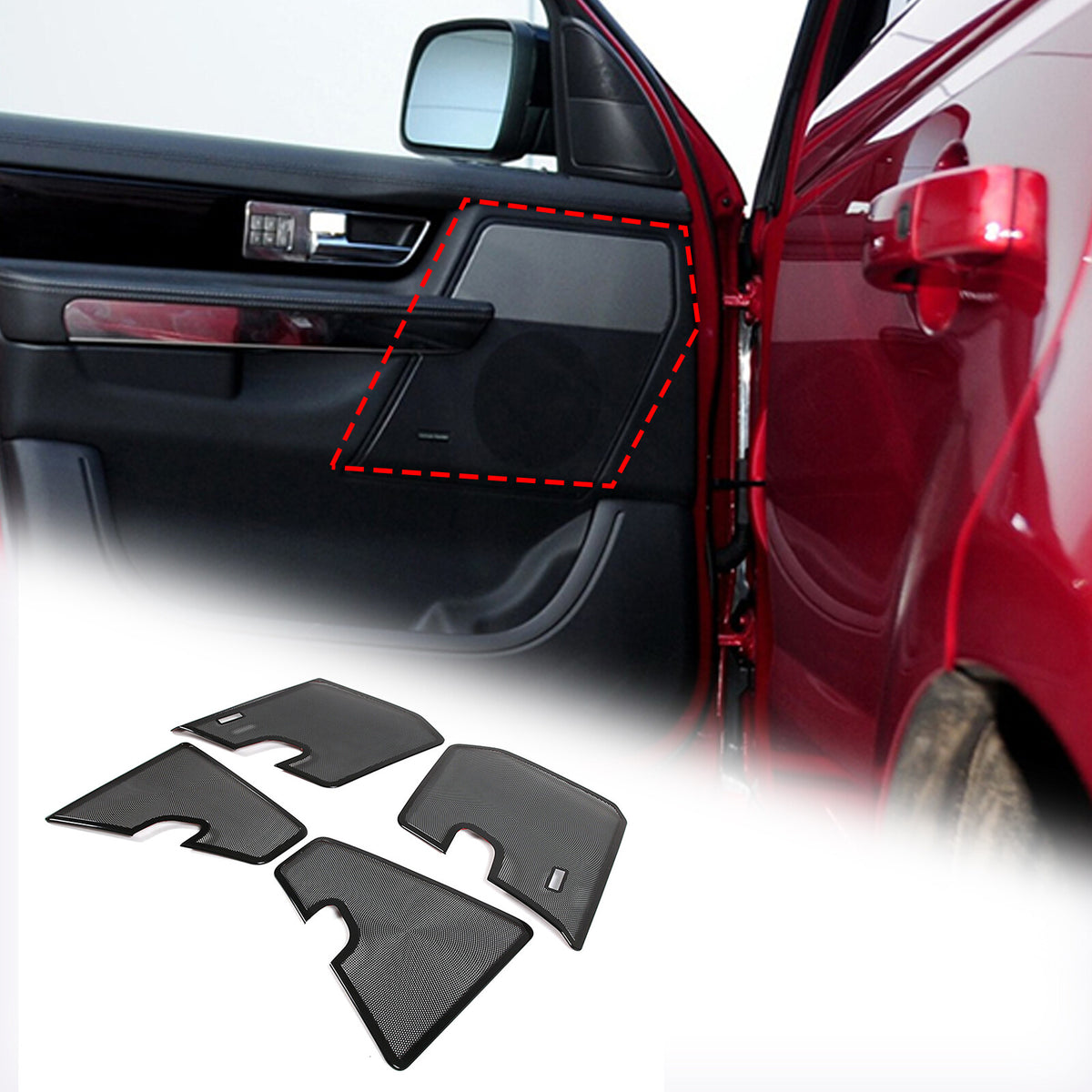 Matte Black Stainless Door Speaker Mesh Cover For Range Rover Sport 2010-2013 4