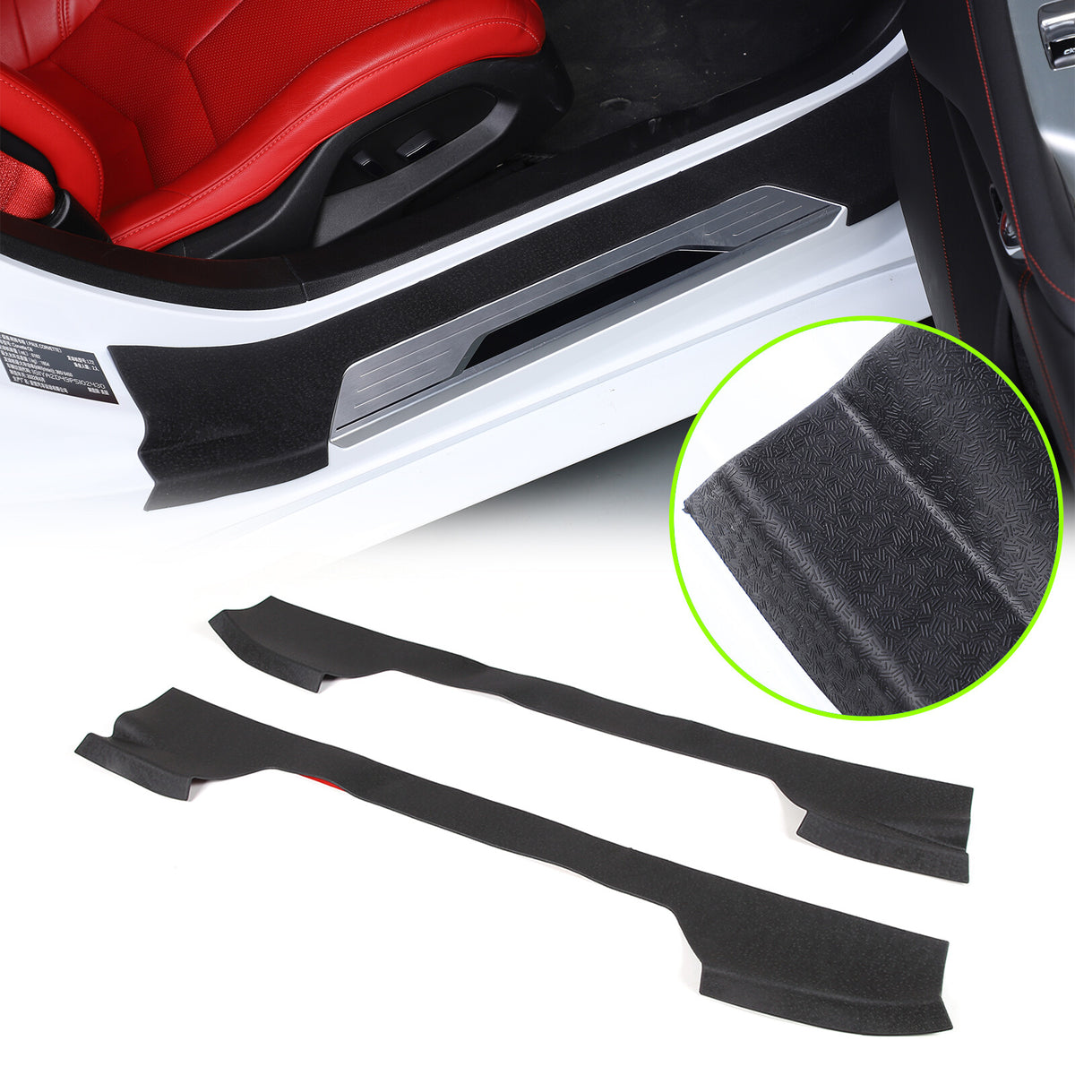 Black TPE Exterior Car Entry Guards Door Sill Cover Trim For Corvette C8 20-26 1