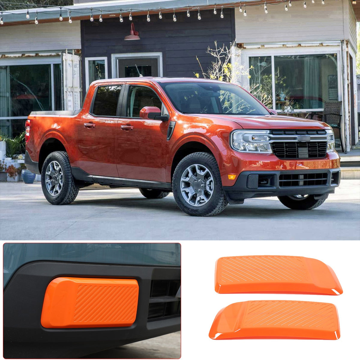 Orange ABS Front Bumper Side Trim Cover For Ford Maverick 2022-2024 US 19