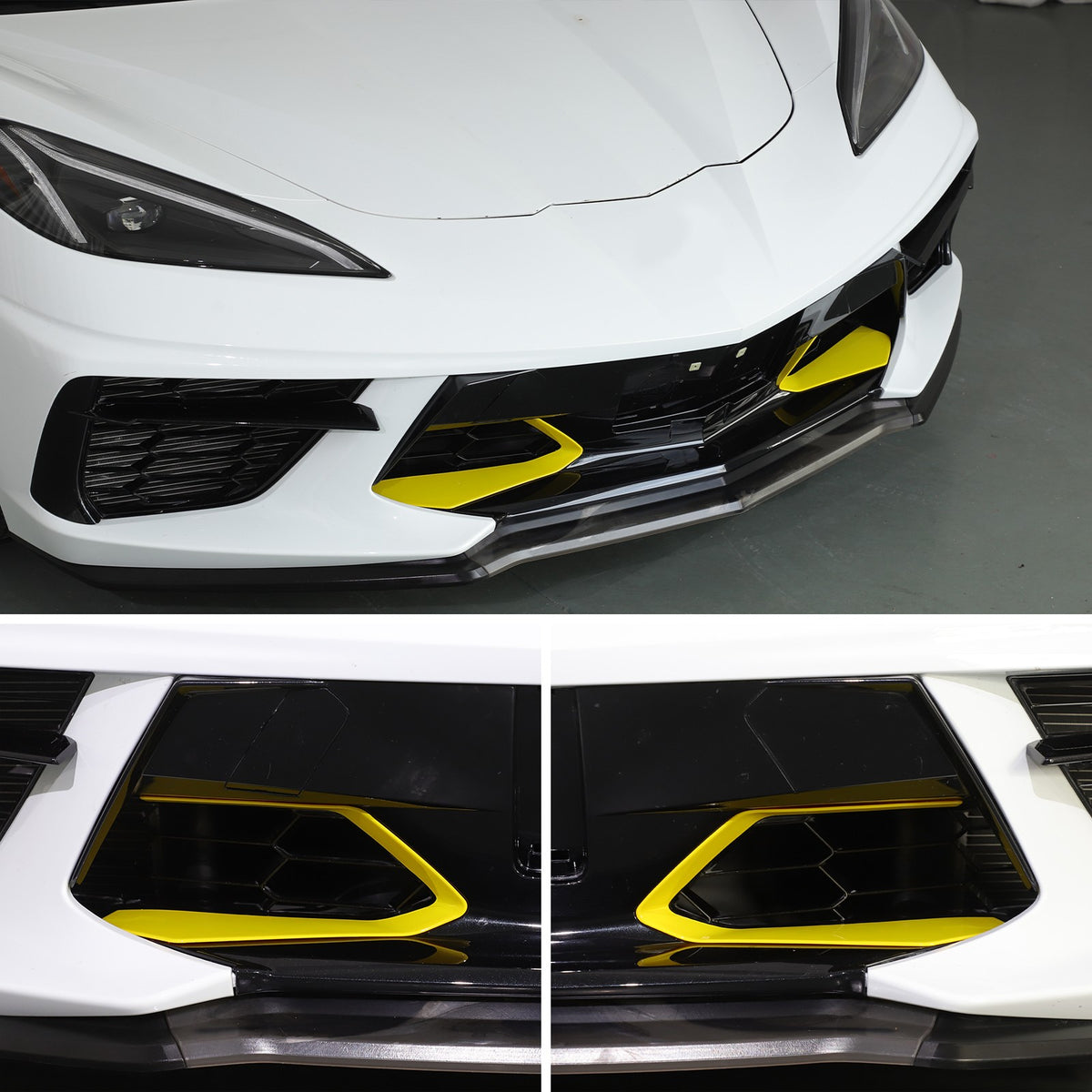 Yellow ABS Front Bumper Middle Grille Trim Cover For Corvette C8 2020+ 5