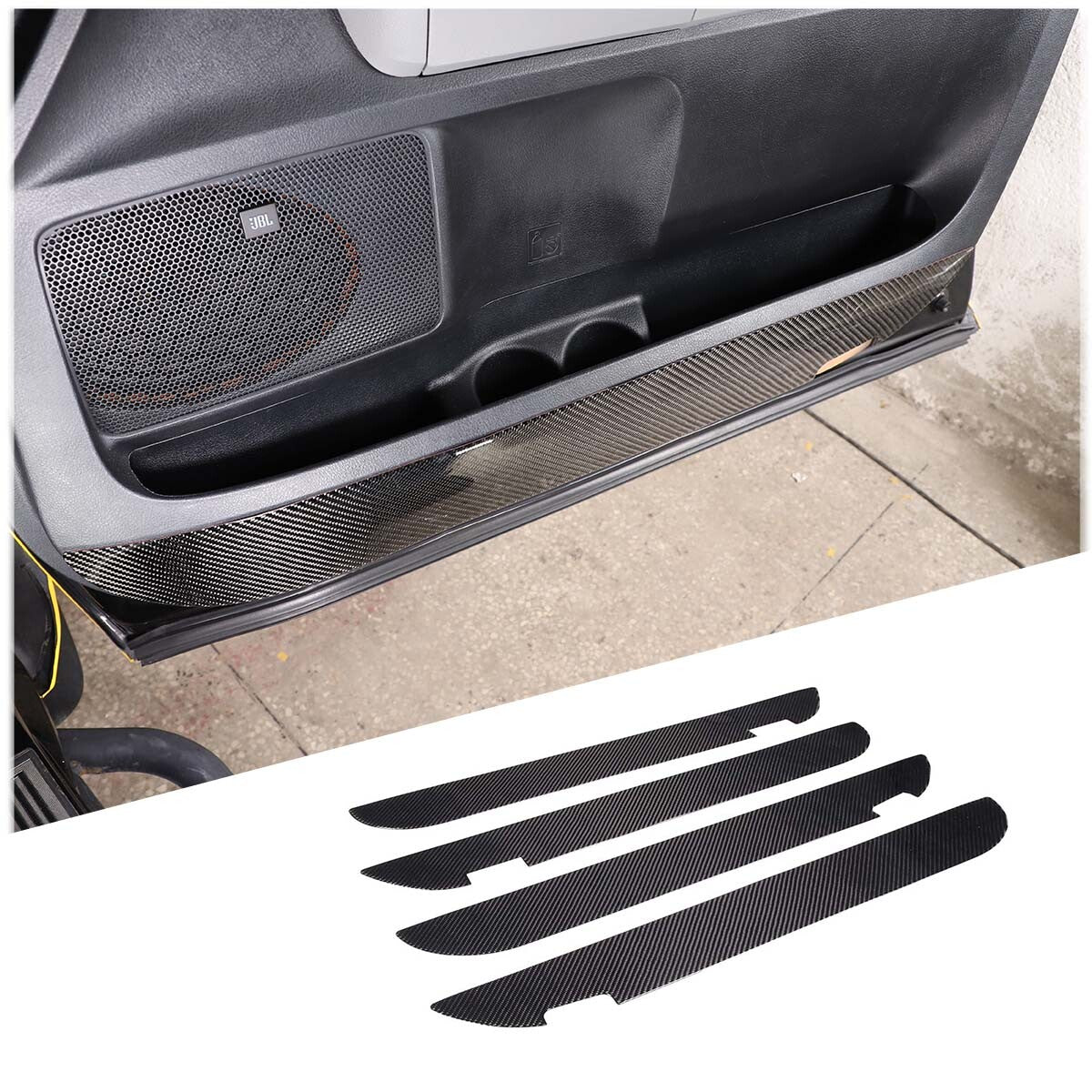 4PCS Carbon Fibre Door Panel Bottom Anti-kick Trim For Toyot-a Tundra 2007-2013 2