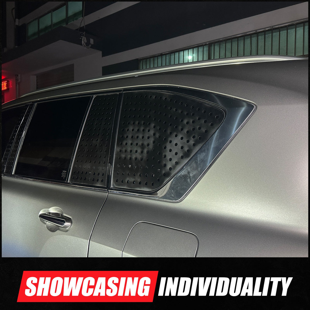 Black Aluminum Rear Triangular Window Honeycomb Panel Trim For Lexus LX J300 22+ 15