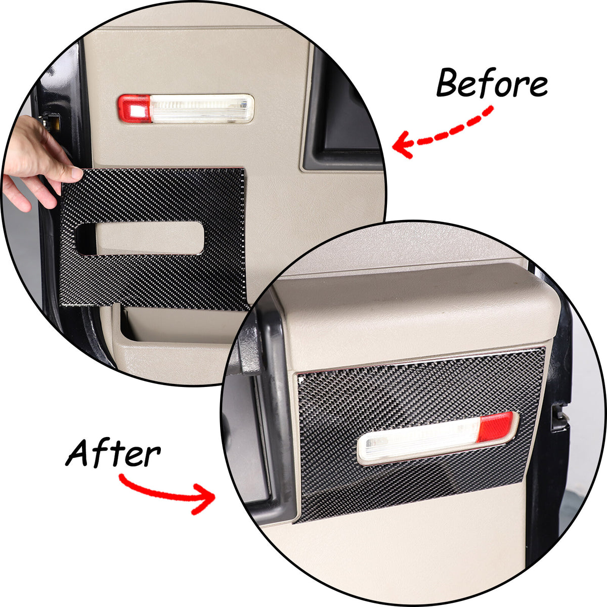Carbon fiber Door Welcome Lights Panel Trim Sticker For Hummer H2 03-07 6