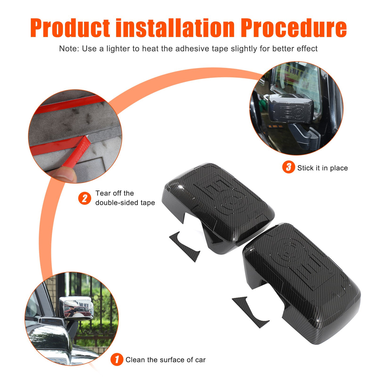 Mech ABS Carbon Fiber Outer Rearview Mirror Cover Trim For Hummer H3 2005-09 US 3