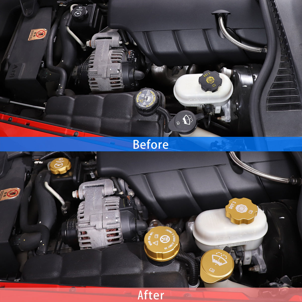 Yellow Alloy Engine Cabin Switch & Intake Manifold Cover Set Kit For Corvette C6 12
