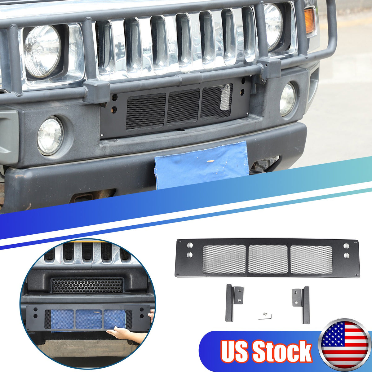 Replacement Carbon Steel Front Lower Grille Bug Screen For Hummer H2 2003-09 US 1