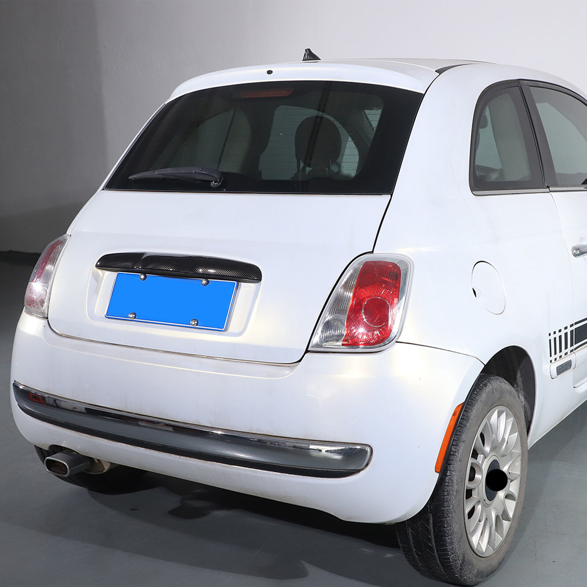 ABS Carbon fiber Tailgate Trunk Handle Cover Trim For FIAT 500 2011-23 9