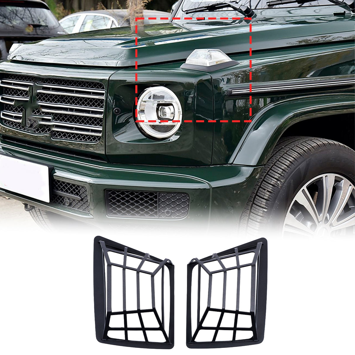 Hood Side Marker Light Guard Trim Cover For Mercedes-Benz G-Class W463 19+ US 2