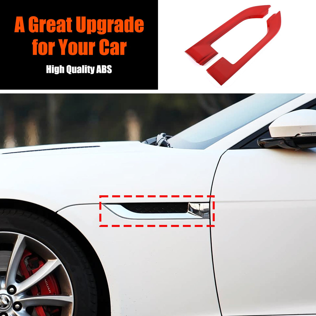 Sport Red ABS Side Fender Vent Frame Trim For Jaguar F-TYPE X152 2013-2020 1