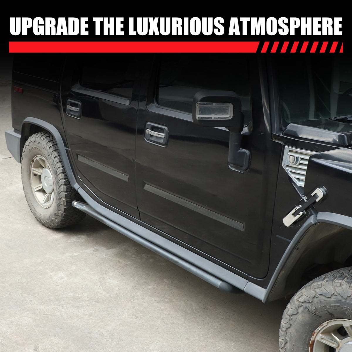 Black Titanium Stainless Steel Body Molding Trim Strips For Hummer H2 2003‑2009 21