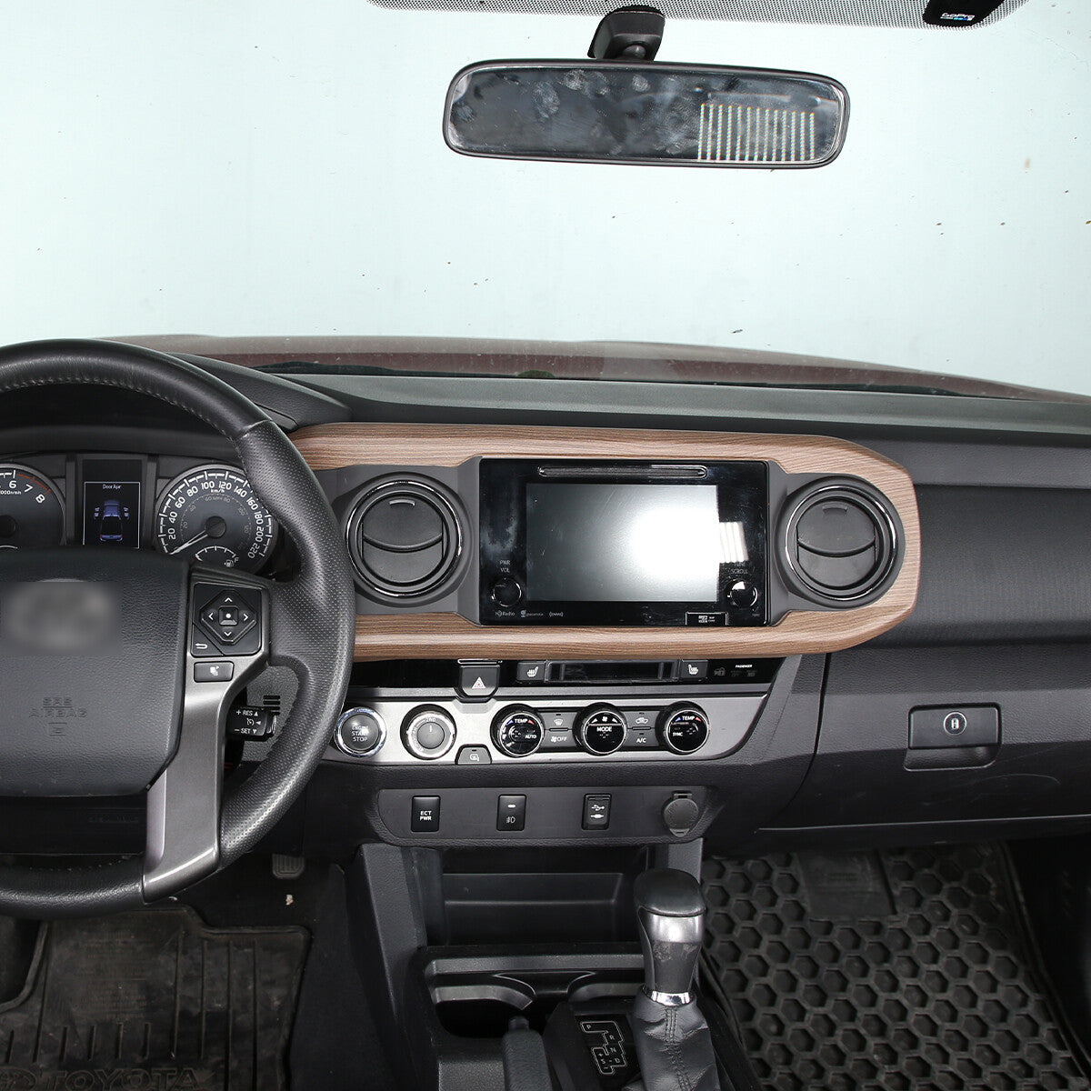 Wood Grain Interior Center Console Cover Trim For Toyota Tacoma 2016-2023 13