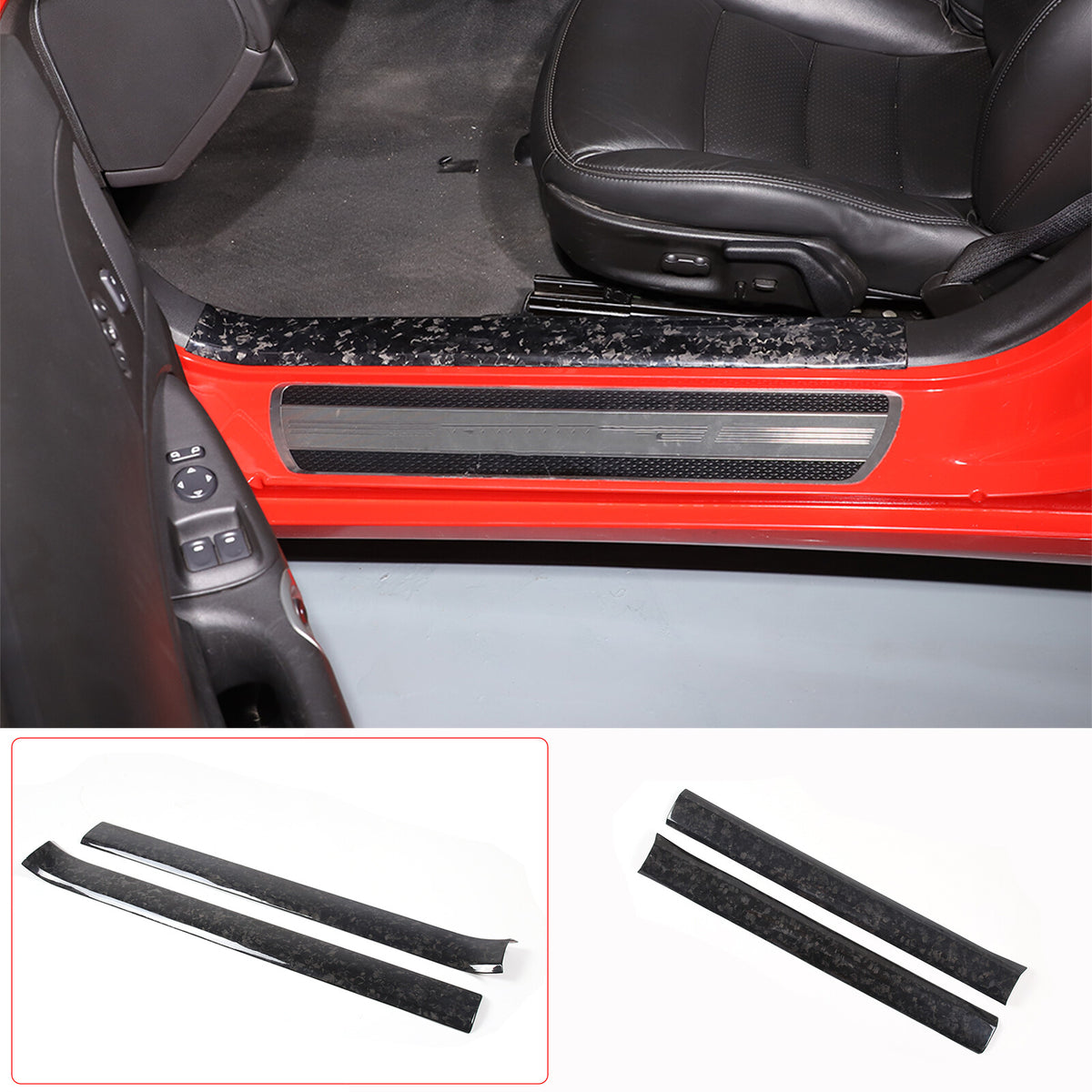 Forged Carbon Fiber Built In Scuff Door Sill Bar Plate For Corvette C6 2005-2013 5