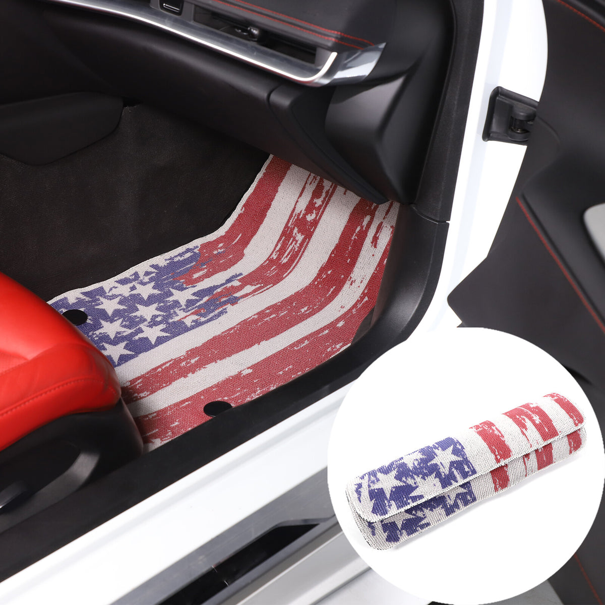 US Flag Car Floor Mats Cargo Carpets Foot Pads For Corvette C8 2020-2026 2