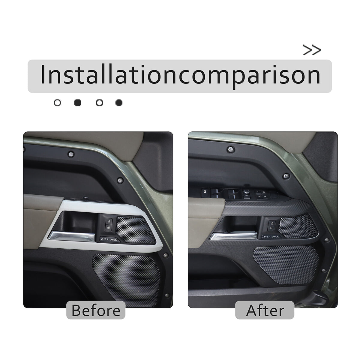 Matte Real Carbon Fiber Interior Door Handle Cover Trim For LR Defender 110 20+ 4
