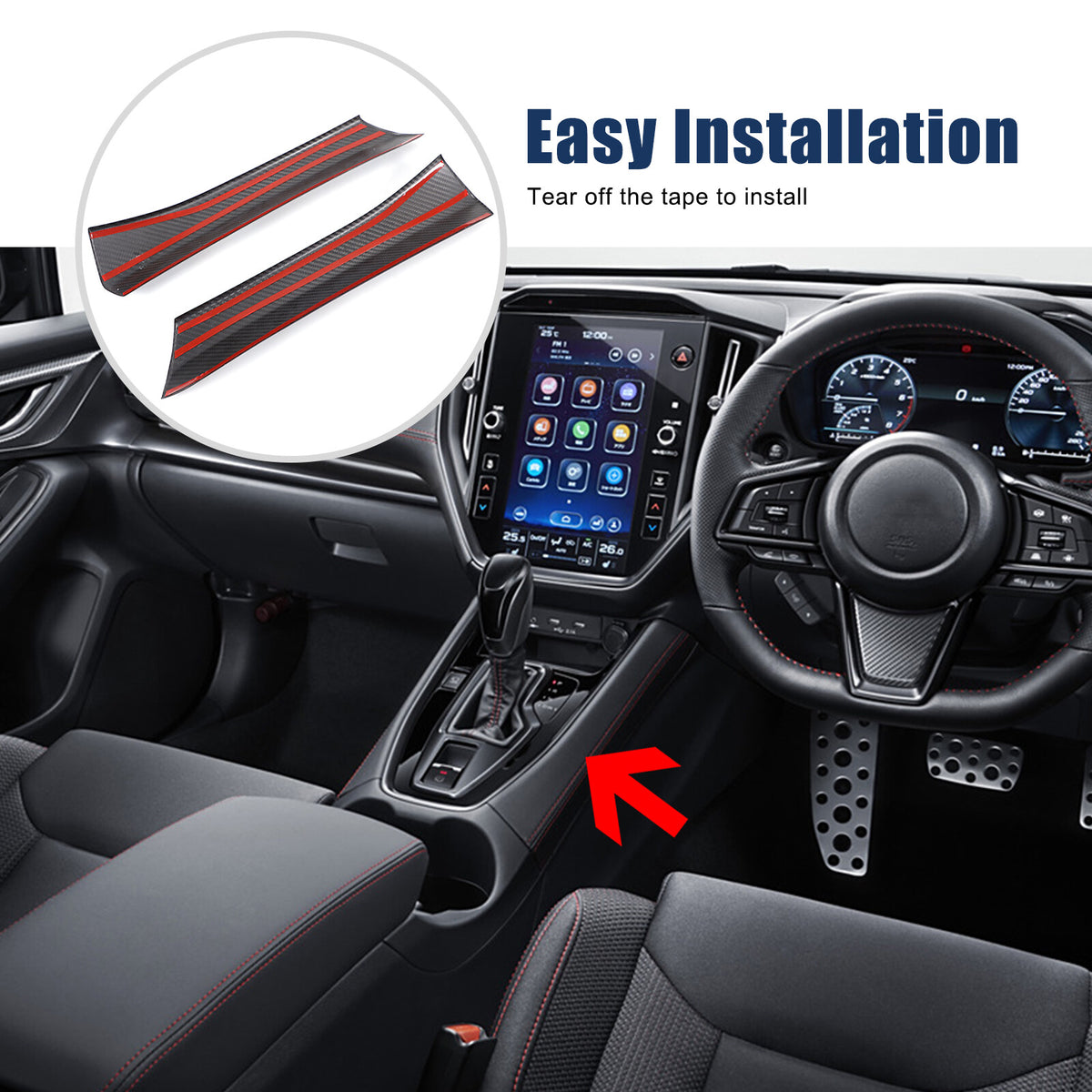 Real Carbon fiber Center Gear Shift Side Trim For Subaru WRX STI VB AT 22-24 11