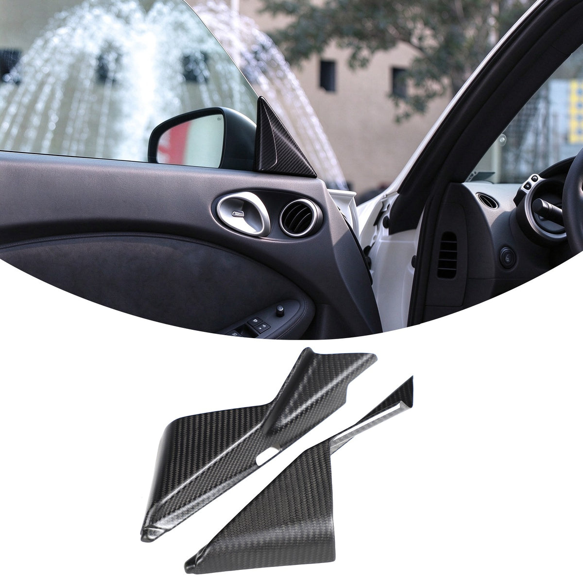 Matte Real Carbon Fiber Front Inner A-Pillar Trim For Nissan 370Z Z34 2009-2020 11