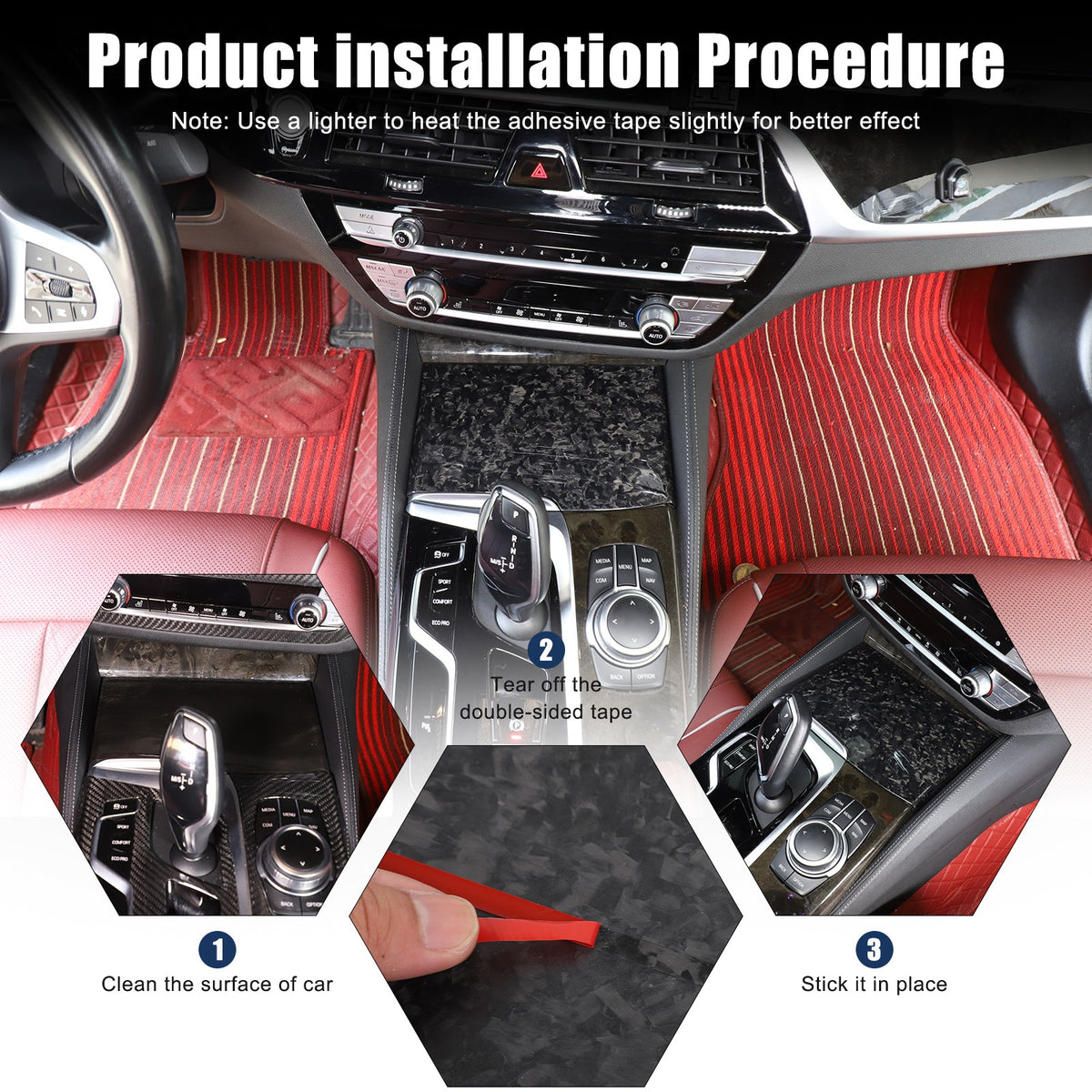 Forged Real Carbon Fiber Center Cup Holder Trim For BMW 5 Series G30 2018-2022 24